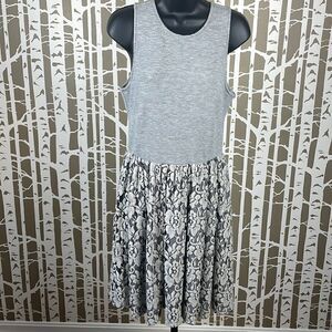 Altar'd State Fit & Flare Ribbed and Lace Dress Gray Black sz M